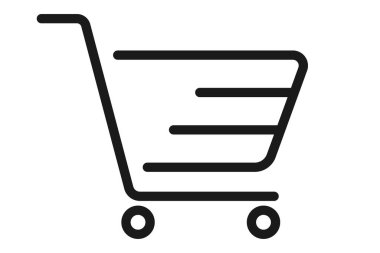 Alışveriş arabası ikonu. Trolley sembolü. Taslak arabası siyah..