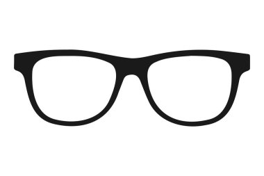 Güneş gözlüğü ikonu. Siyah gözlüklü. Şeffaf Google silueti