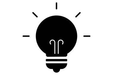 Lamba sembolü. Siyah ampul ikonu. Fikir çizimi. Siyah ampul işareti. Kabartma lamba simgesi