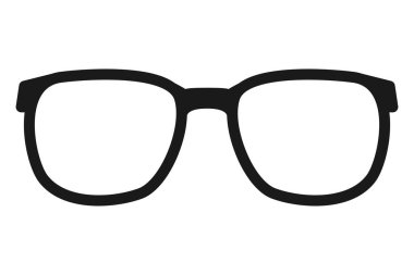 Güneş gözlüğü ikonu. Siyah gözlüklü. Şeffaf Google silueti