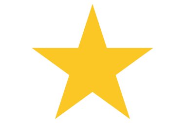 Sarı yıldız. Noel yıldızı ikonu. Parlatma oranı sembolü. Beğeni illüstrasyonu