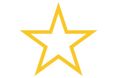 Ana hatları sarı yıldız. Noel yıldızı ikonu. Parlatma oranı sembolü. Beğeni illüstrasyonu