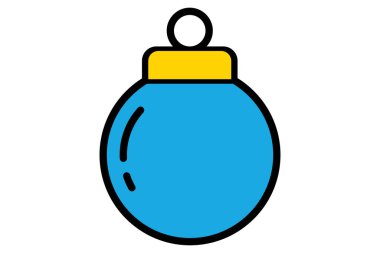 Düz bir Noel balosu. Xmas balonu. Noel balosu ikonu. Mutlu Xmas sembolü