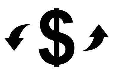Para değişimi. Nakit para sembolü. Para değişimi ikonu. Oklu dolar işareti