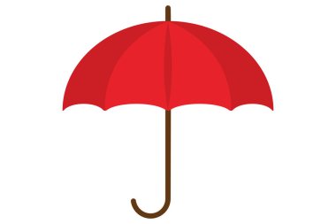 Kırmızı şemsiye. Şemsiye ikonu patladı. Çizgi film şemsiyesi. Yağmur şemsiyesi