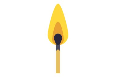 Ateşle kibrit çöpü. Çizgi film eşleşmesi ve ateş.