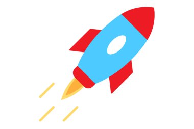 Uzay gemisi simgesi. Roket düz. Uzay mekiği. Roket illüstrasyonu