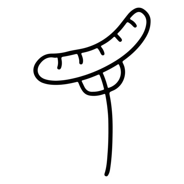 叉子上的香肠手绘香肠和叉子 涂鸦风格 — 图库矢量图片