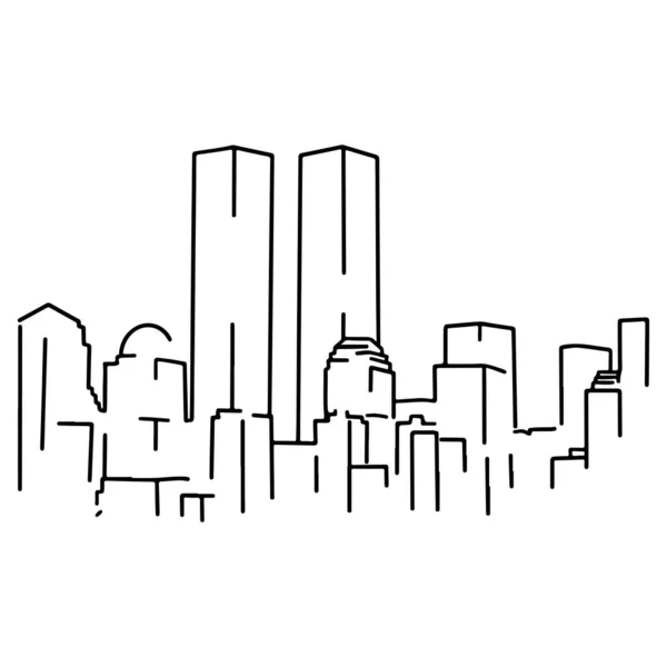 New York Város Lineáris Stílusban Manhattan Firkálgatva Hazafias Nap Usa — Stock Vector