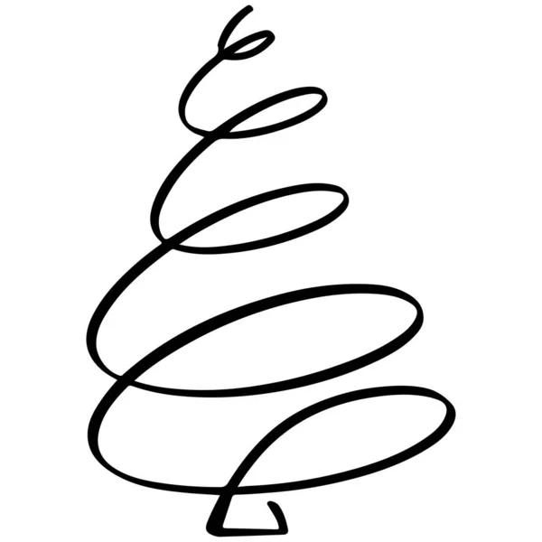 Árvore Natal Doodle Árvore Natal Desenhada Mão Estilo Monolino Uma — Vetor de Stock