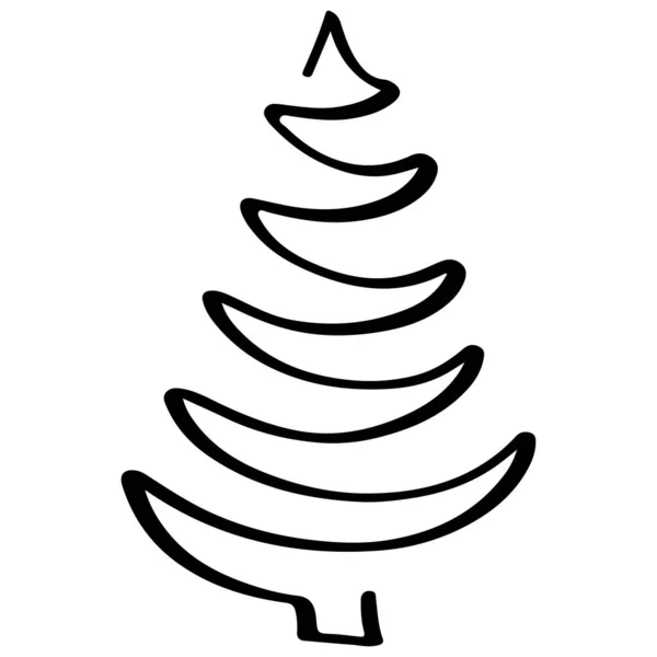 Weihnachtsbaum Doodle Handgezeichneter Weihnachtsbaum Monoliner Stil Einzeilige Kunst — Stockvektor