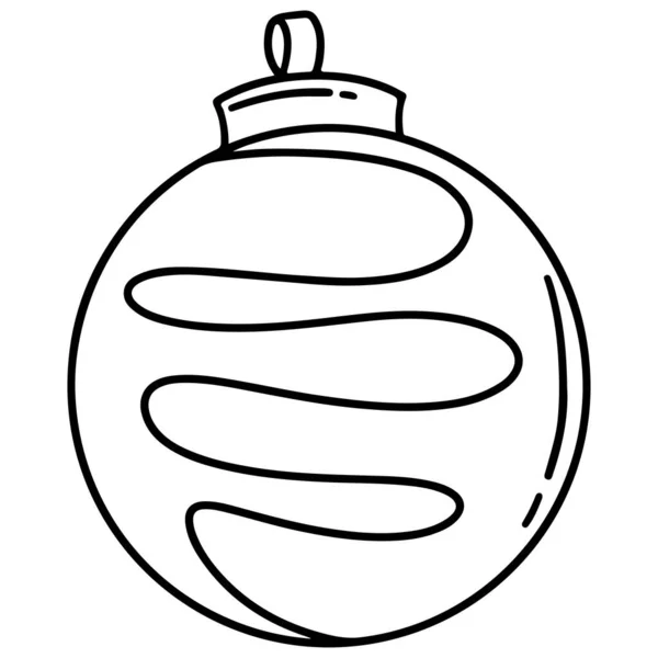 Hand Drawn Christmas Ball Christmas Bauble Doodle Sketch Style New — Stock Vector
