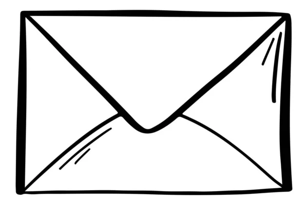 Envelope Correio Doodle Símbolo Mensagem Esboço Mail Envelope Desenhado Mão — Vetor de Stock
