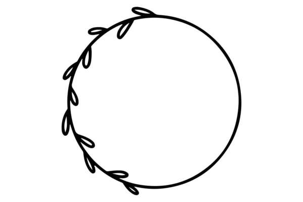 Στρογγυλό Στεφάνι Σκίτσο Χειροποίητο Πλαίσιο Κύκλο Στρογγυλό Πλαίσιο Φύλλα — Διανυσματικό Αρχείο