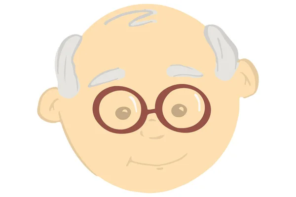 Abuelo Estilo Dibujos Animados Cara Abuelo Dibujada Mano Estilo Plano — Archivo Imágenes Vectoriales