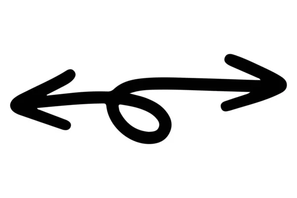 Handgetekende Pijl Zwarte Pijl Doodle Handgetekende Richtingaanwijzer Handgeschreven Pijl Teken — Stockvector