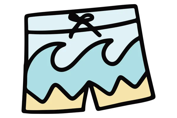 Pantaloncini Spiaggia Disegnati Mano Pantaloncini Doodle Flat Stile Disegnato Mano — Vettoriale Stock