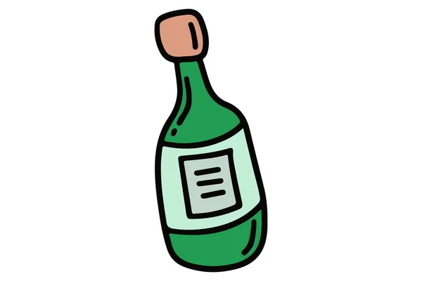 Une Bouteille Champagne Dessinée Main Clipart Icône Champagne — Image vectorielle