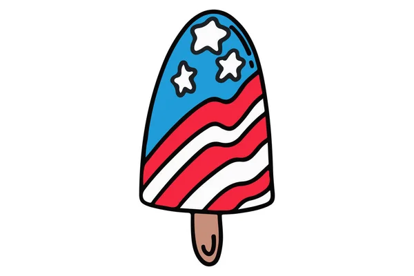 Amerikan Bayrağında Dondurma Amerika Bağımsızlık Günü Amerikan Usulü Dondurma Illüstrasyonu — Stok Vektör