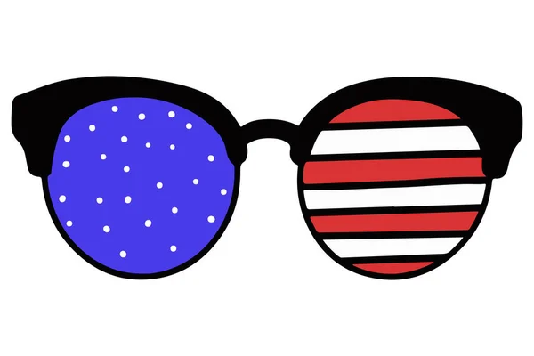 Amerikan Bayrağında Güneş Gözlüğü Amerika Bağımsızlık Günü Karalama Içinde Güneş — Stok Vektör