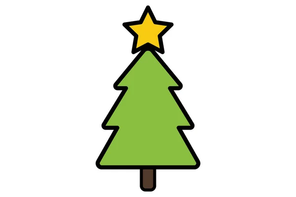 Albero Natale Piano Albero Natale Del Fumetto Nuovo Simbolo Anno — Vettoriale Stock