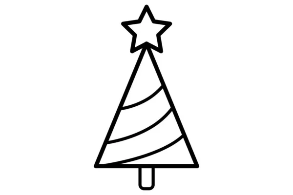 Albero Natale Nero Outline Albero Natale Trasparente Simbolo Dell Anno — Vettoriale Stock