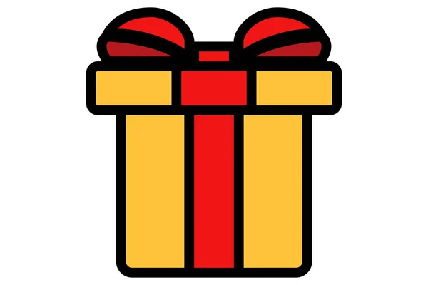 Geschenkkarton Flach Vorhanden Gelbe Schachtel Mit Roter Schleife Geschenk Flach — Stockvektor