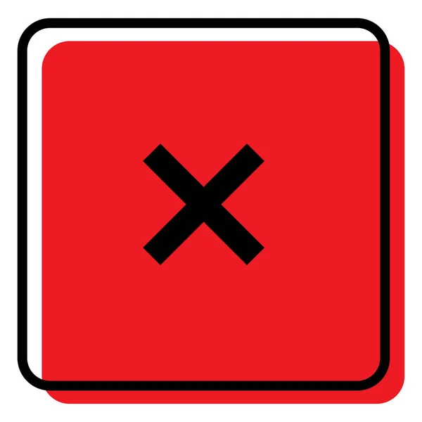 Icono Error Cuadrado Símbolo Error Rojo Negro Rechazar Signo Signo — Vector de stock