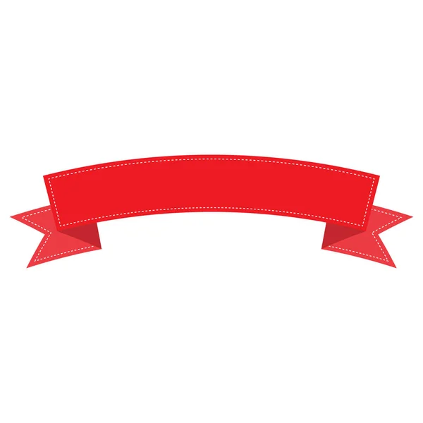 Ruban Rouge Bannière Ruban Pointillé Plat Étiquette Pointillée Ruban Promotion — Image vectorielle