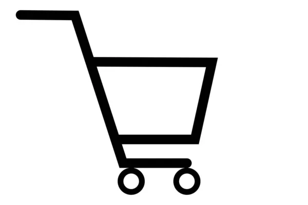 购物车图标 轮廓推车符号 Trolley矢量为黑色 透明象形图 — 图库矢量图片