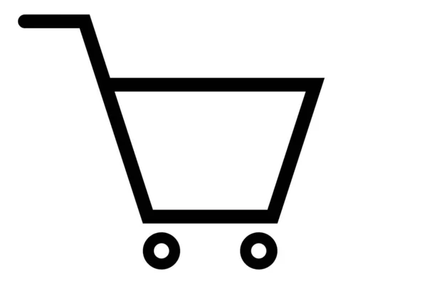 购物车图标 轮廓推车符号 Trolley矢量为黑色 透明象形图 — 图库矢量图片