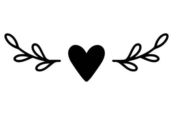 Love Divider Hand Drawn Divider Heart Shape — Stock Vector