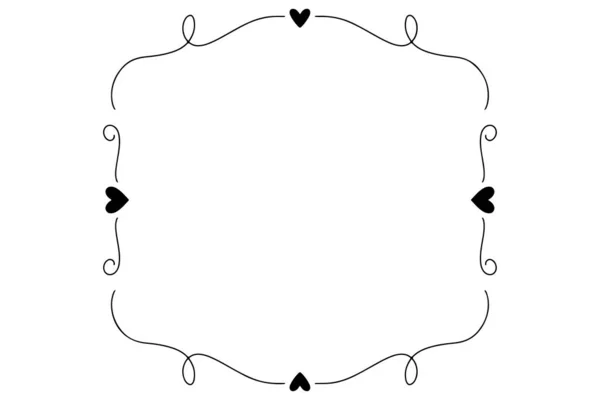 ロマンチックなフレーム ハートの手描きフレーム 透明な正方形の形 — ストックベクタ
