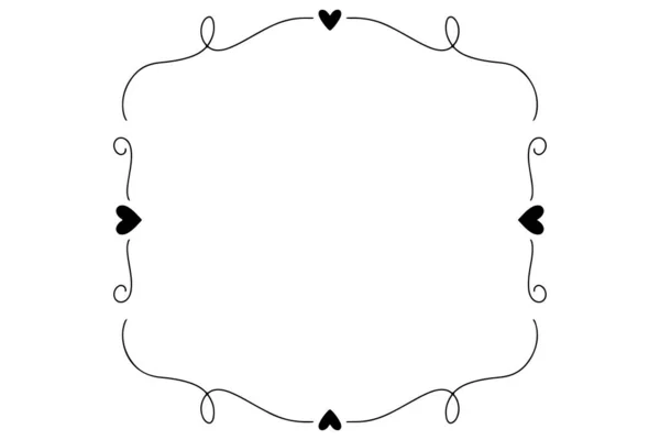 Marco Romántico Marco Dibujado Mano Con Corazones Forma Cuadrada Transparente — Archivo Imágenes Vectoriales