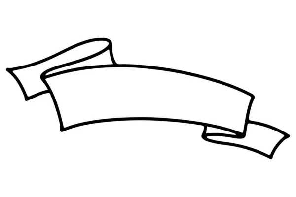 Nastro Disegnato Mano Nastro Contorno Schizzo Etichetta Vortice Doodle — Vettoriale Stock