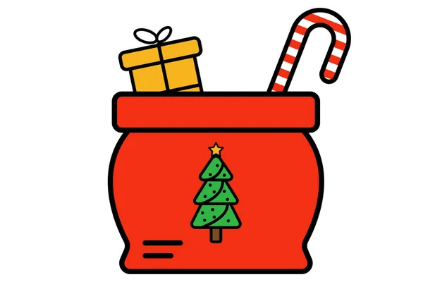 Sacchetto Regalo Natale Regali Natale Borsa Santa Rossa Piatto — Vettoriale Stock