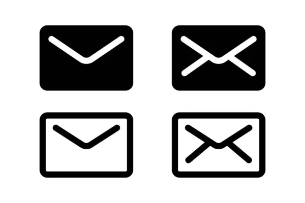 邮件图标设置 轮廓信封 电子邮件符号 Gyph消息 联系人向量 信笺签名 — 图库矢量图片