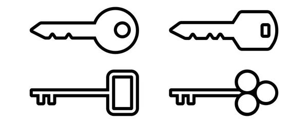 Schlüsselsilhouette Kollektion Türschlüssel Icon Umreißen Sicherheitssymbol Reihe Vektor Eps — Stockvektor