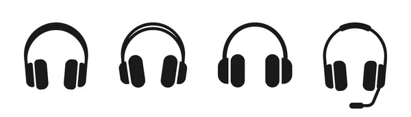 Auriculares Icono Conjunto Icono Auricular Sólido Símbolo Auriculares Ilustración Vectorial — Archivo Imágenes Vectoriales