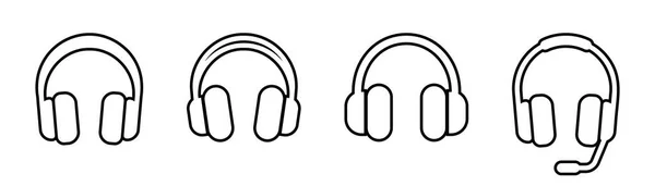 Auriculares Icono Conjunto Icono Auriculares Línea Símbolo Auriculares Esquema Auriculares — Archivo Imágenes Vectoriales