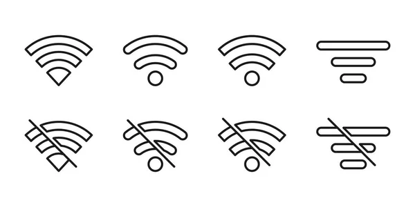 Wifi Icon Set Drahtloses Symbol Internet Zeichen Umriss Wifi Symbol — Stockvektor