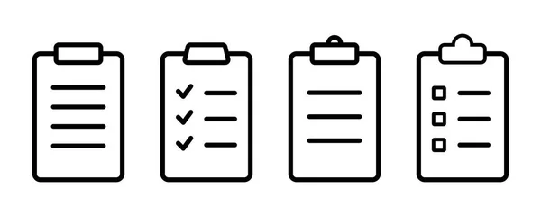Clipboard Icon Set Document Symbol Outline Clipboard Icon Line Checklist — Stock Vector