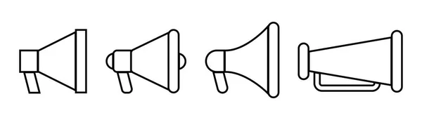 Hangszóró Ikon Készlet Hangosbeszélő Ikon Körvonalazva Hangszóró Szimbólum Készlet Bullhorn — Stock Vector
