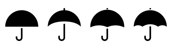 Conjunto Iconos Paraguas Icono Paraguas Glifo Símbolo Parasol Negro Señal — Archivo Imágenes Vectoriales
