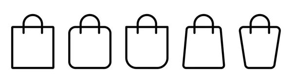 Bevásárlótáska Ikon Készlet Vázlatos Táska Szimbólum Bevásárlóillusztráció Csomag Ikonja Sorban — Stock Vector