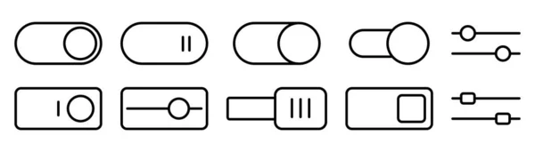 Wechseln Sie Das Schalter Symbol Umrisssymbol Umschalten Einschalten Und Schieberegler — Stockvektor