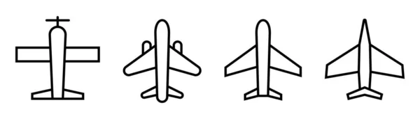 Flugzeug Symbol Gesetzt Flugzeug Der Schlange Jet Symbol Schwarz Zivile — Stockvektor