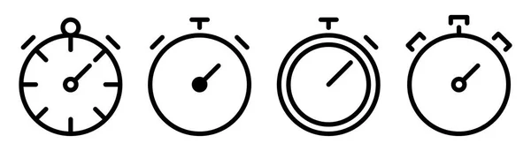 Zestaw Ikon Stopwatch Symbol Czasomierza Kolejce Zarys Ikony Stopu Zegarka — Wektor stockowy