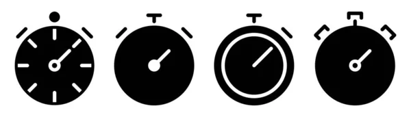 Stopwatch Ikon Készlet Időzítő Szimbólum Grafikában Szilárd Stopper Ikon Visszaszámláló — Stock Vector