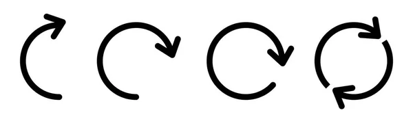 Jeu Flèches Rotation Recharger Symbole Flèche Répétez Symbole Noir Icône — Image vectorielle